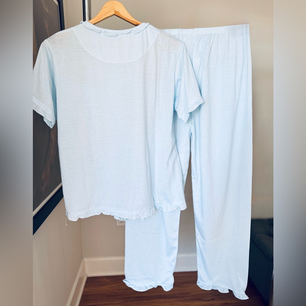 New Shangrila Cotton Pajama Set – Light Blue Embroidered | Size XL 💙 - Picture 4 of 11